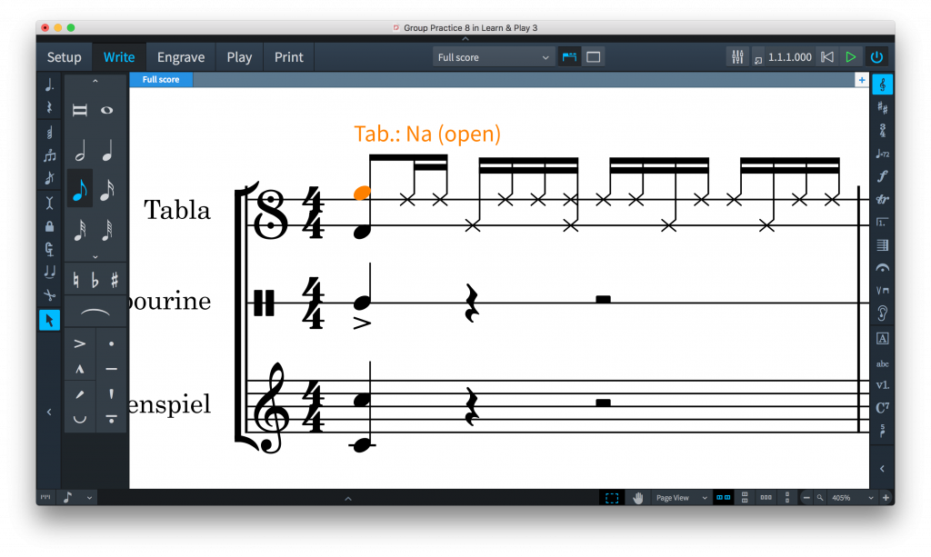 Universal Indian Drum Notation for tabla in Dorico 1.2