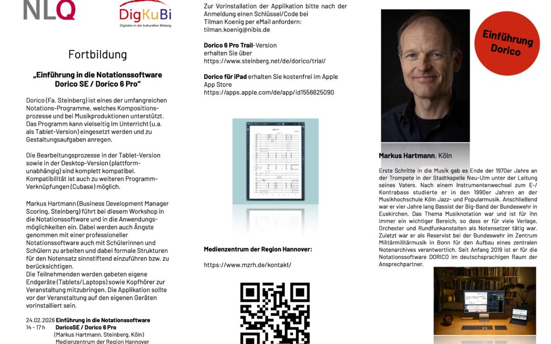 Fortbildung “Einführung in die Notationssoftware Dorico SE / Dorico Pro in Hannover